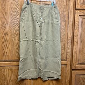 Eddie Bauer Linen Sage Green Maxi Skirt